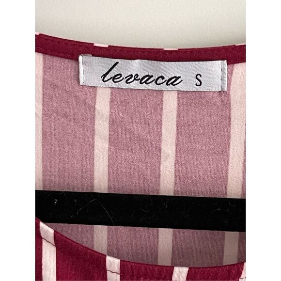 Striped cotton LS belted dress Women’s S Maroon White Casual‎ Classic - Picture 2 of 2